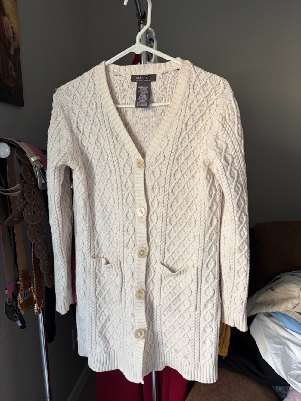 Cozy Cable Knit Long Cardigan Sweater - Cream